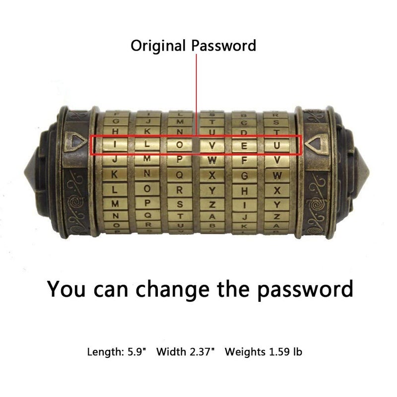 yofit Da Vinci Code Mini Cryptex Lock Puzzle Box - Valentine's Day Gift with Hidden Compartments for Notes, Jewelry, Rings & Money, Romantic Anniversary Birthday Gifts for Her, Girlfriend, Women & Men - Image 3